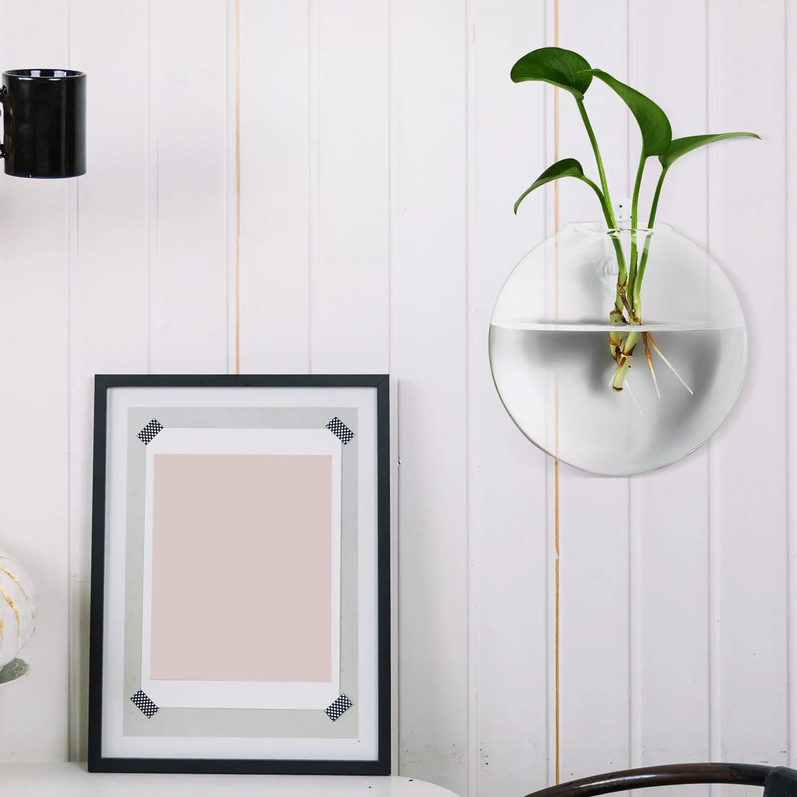 4Pcs Glass Wall Planter Set Transparent Hanging Vase for Indoor Plants Propagation Water Plants Holder Space Saving Home Decor