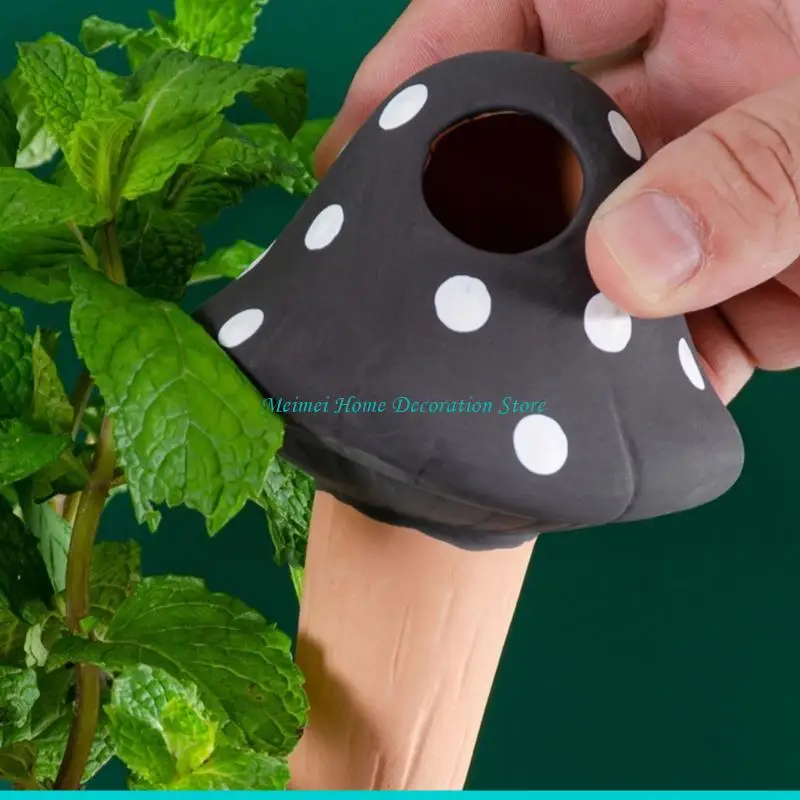 H7BF 4pcs Watering Spikes Terracotta Watering Stakes Mushroom Planter Insert