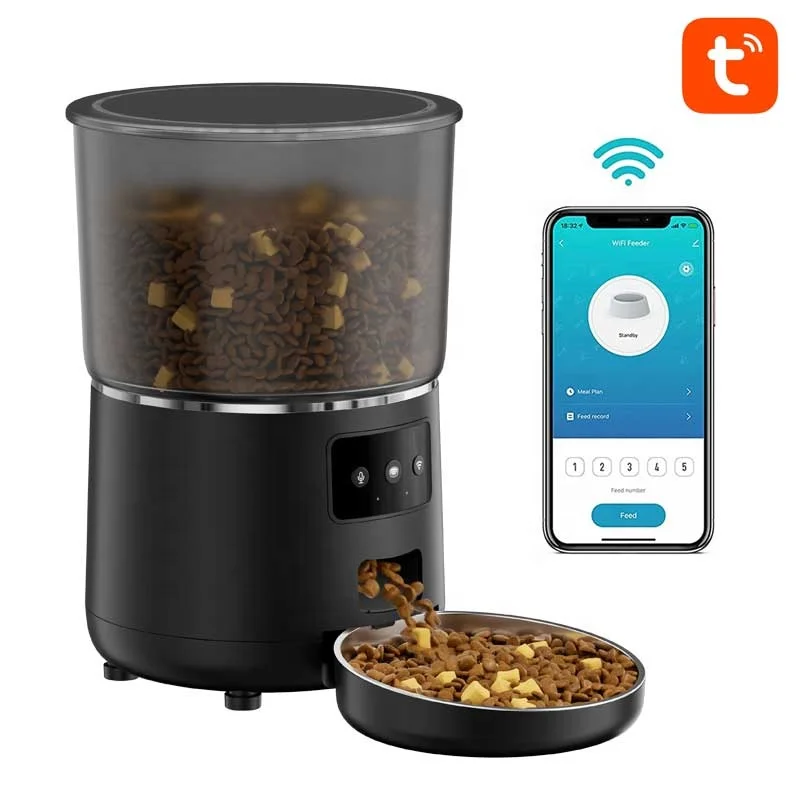 Modern4L Automatic Pet Feeder with Adjustable Lens Eco-Friendly Smart App Remote Dog Feeder Solid Pattern and Battery Powered