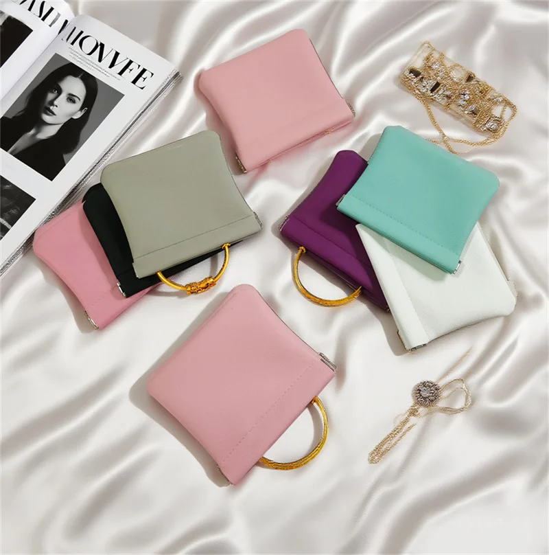 Simple PU Leather Storage Bag For Headphones Lipstick Storage Bag Small Items Storage Bag One-Way Opening Gift Packaging Bag