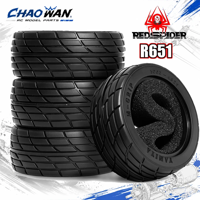 4Pcs 1/10 On Road Touring Car Tires RC Flat Racing Tyres Fit Tamiya TT01 TT02 HSP 94123 RC Car Replacement Parts