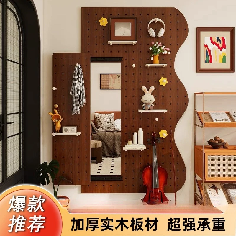 Porch Decor Solid Wood Custom Hole Panel, Meter Box Cover Rack for Wall & Desktop Item Storage