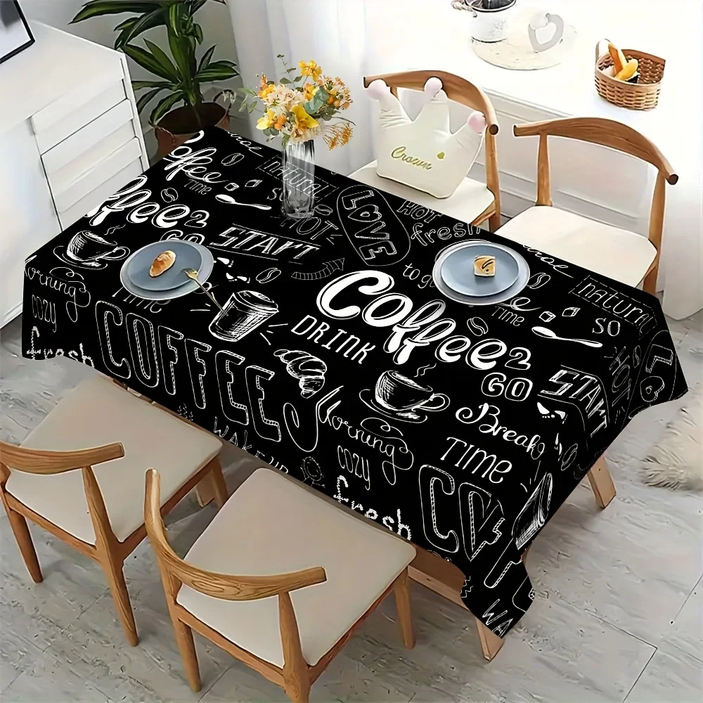 Retro patterned polyester tablecloth, stylish and elegant with easy cleaning.