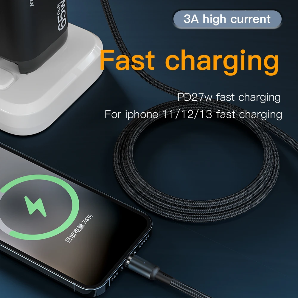 Kabel magnetyczny klucz PD 27W do iPhone'a 15 14 13 przewód do szybkiego ładowania USB-C do kabla ładowania typu C dla Samsung Xiaomi