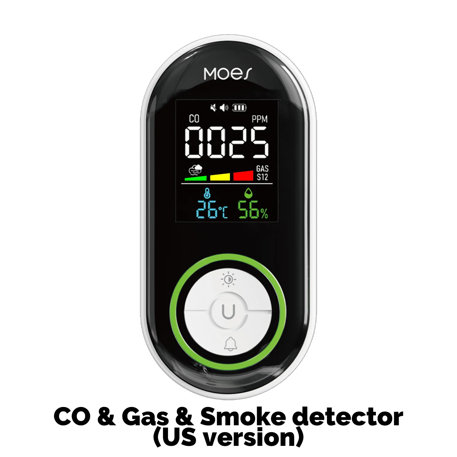 MOES CO Rookgasdetector Alarm Plug-in Koolmonoxidesensor Waarschuwing LED-display Temperatuur Vochtigheid Keuken Garage Boiler