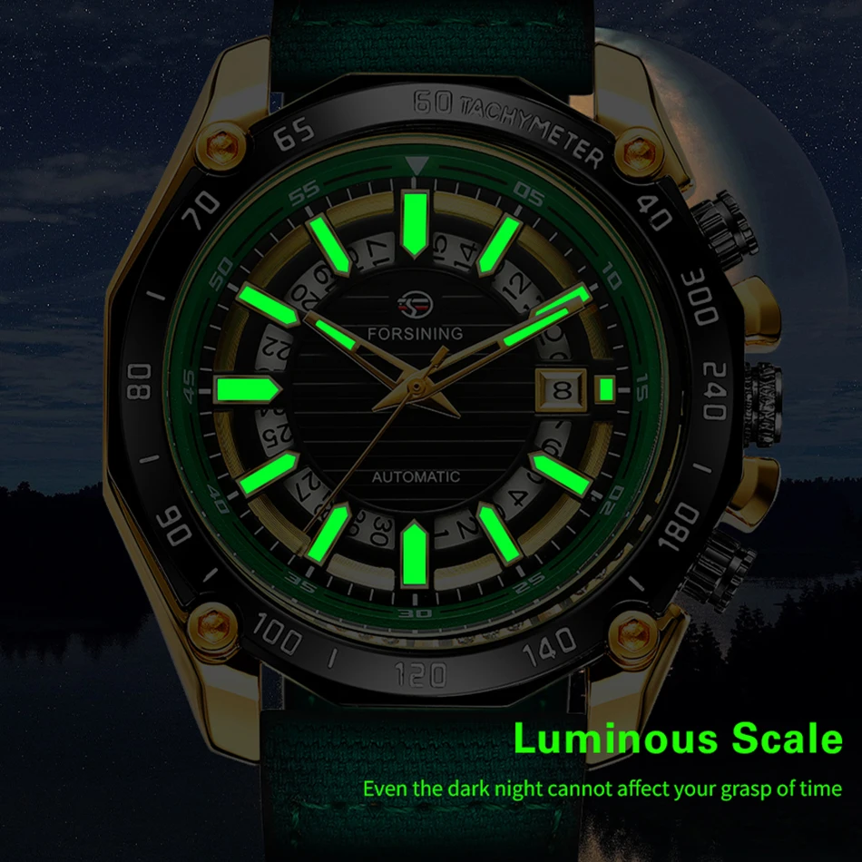 2024 FORSINING Design Timed Lap Men Automatic Mechanical Fabric Strap Watches Men Luxury  Waterproof Watch Luminous Hands