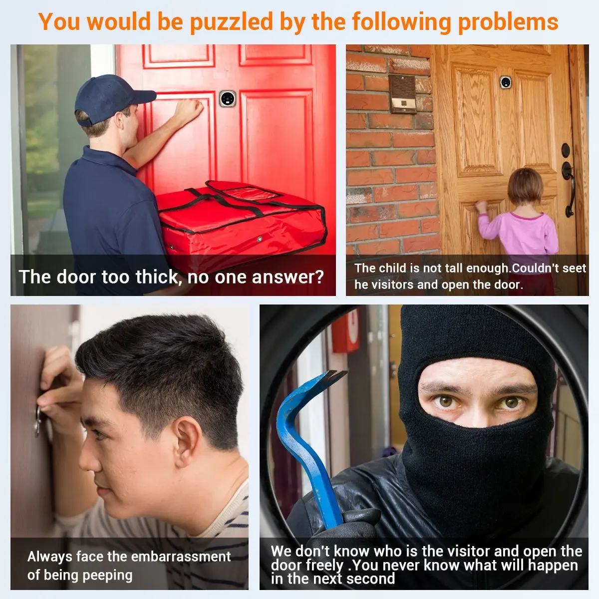 

Камера дверного звонка AT13, 1080P, домашний умный дверной звонок, камера безопасности, дверной глазок с 2,4-дюймовым экраном высокой четкости