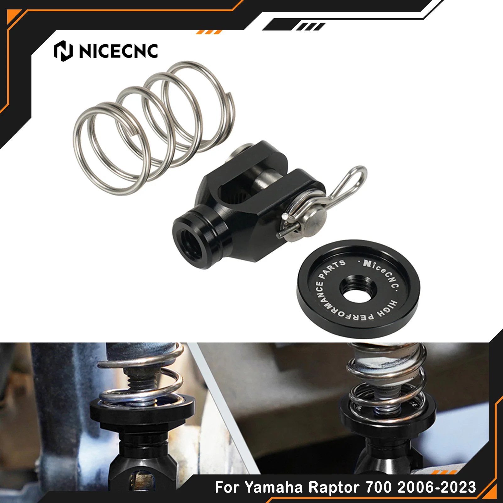 NICECNC For Yamaha Raptor 700 2006-2023 Rear Brake Return Spring Kit Raptor 700R 2013-2023 Tunable Pedal Resistance Aluminum ATV