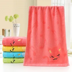 25X50cm  Children Cute Towel Cat Pattern Soft Towel Children Embroidered Baby Products Soft Bath Towel Home Textile