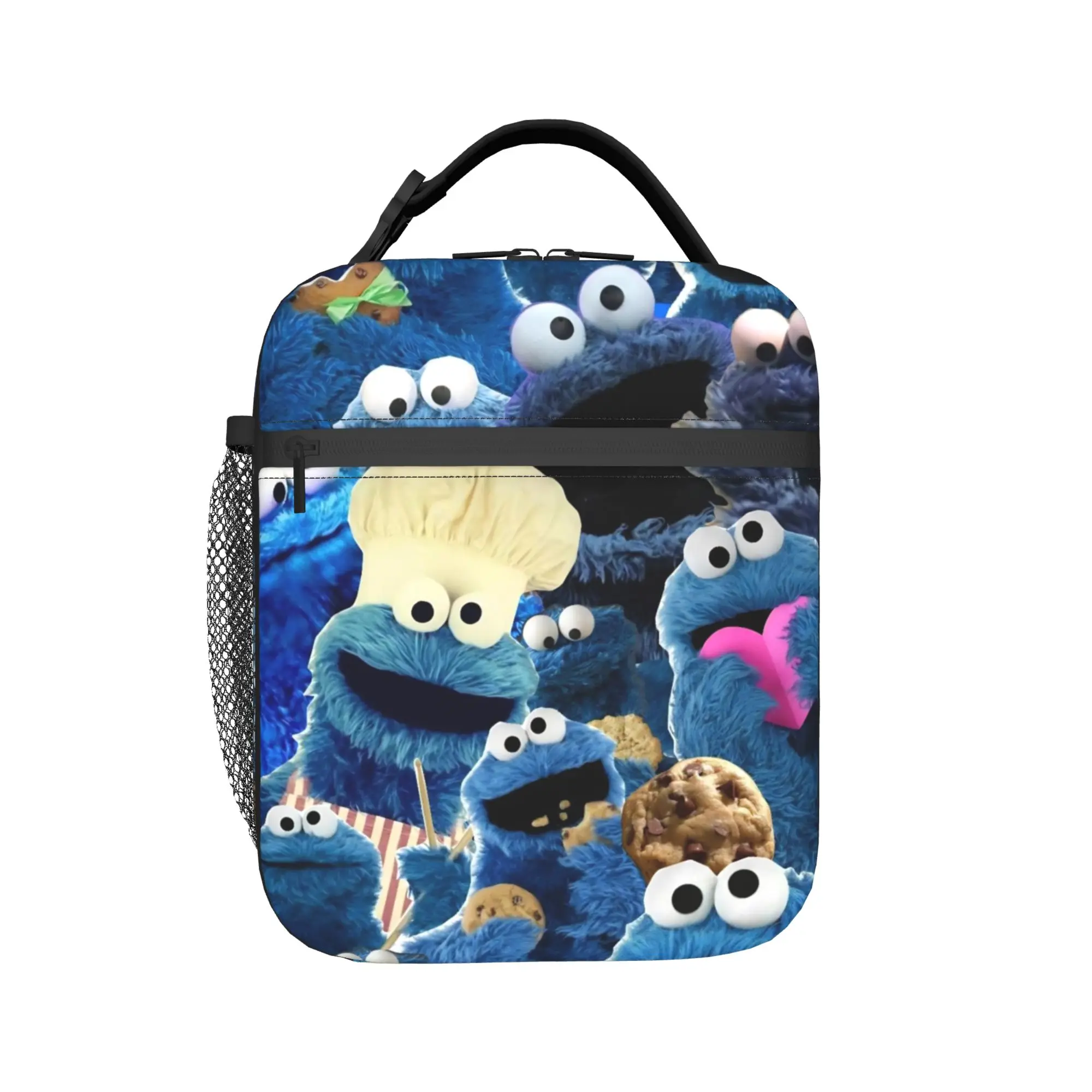 Cookies Blue Monsters Insulated Lunch Bag for Men Women Cartoon Food Bag Portable Thermal Cooler Lunch Boxes For School Office
