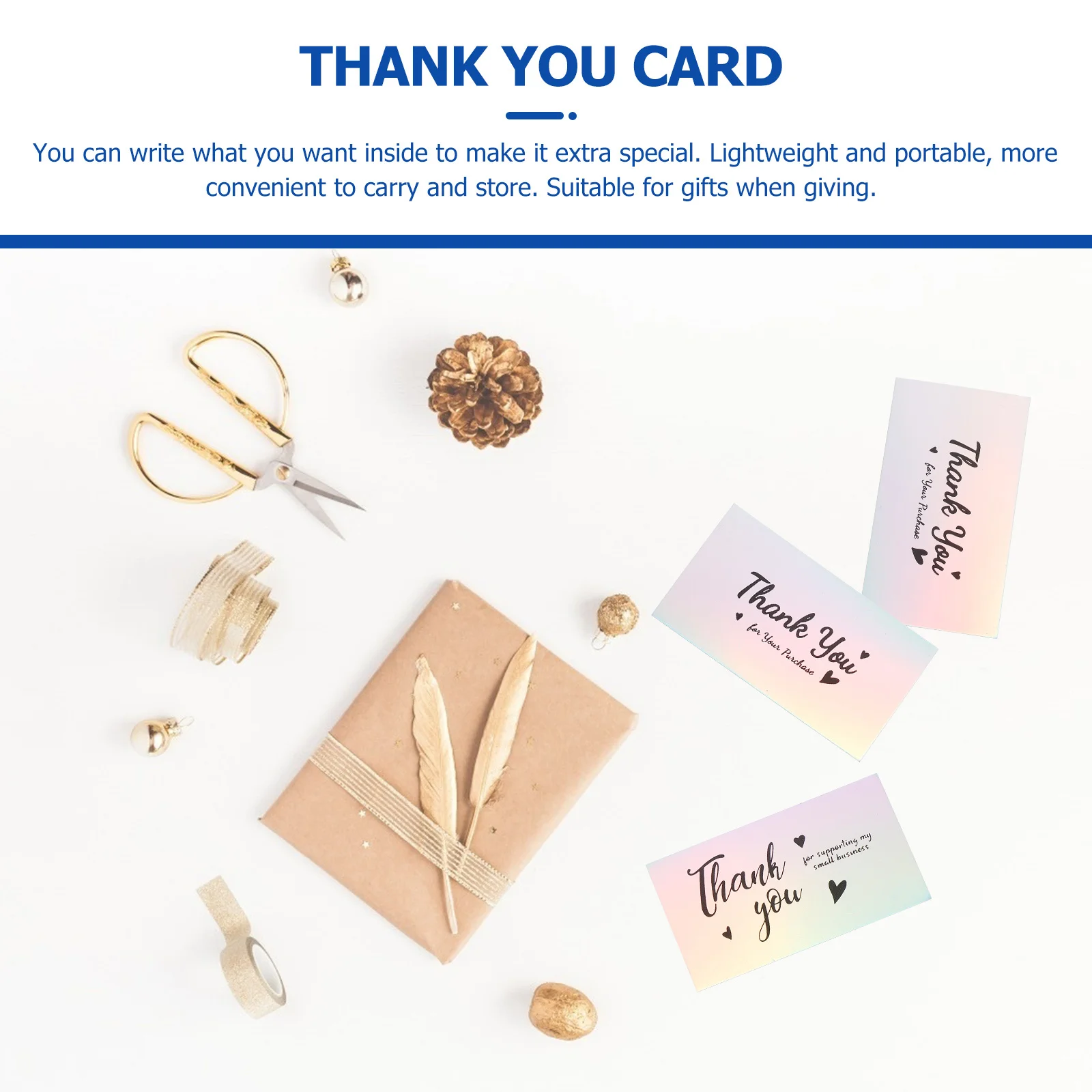

50Pcs Thank You Cards Business Paper Cards Long Lasting Shop Opening Gift Business Greeting Card