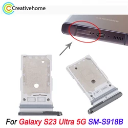 Dual SIM Card Tray For Samsung Galaxy S23 Ultra SM-S918B SIM1 +SIM2 Card Tray Adapter Replacement Part