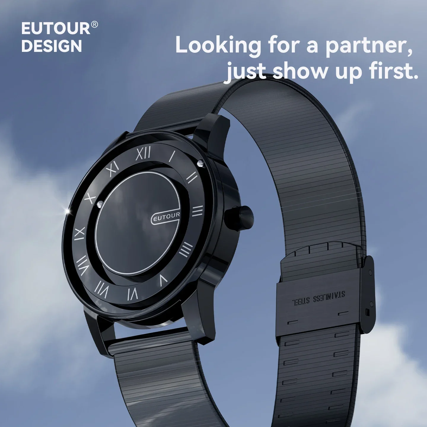 EUTOUR Magnetic Levitation Rollerball Watch Mirrorless Glossy Surface Neutral Wristwatch Student Gift