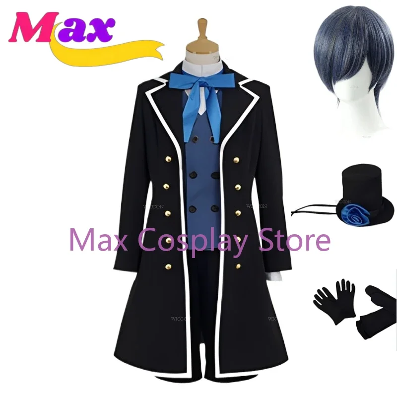 Max Kuroshitsuji Black Butler S2 Ciel Phantomhive Косплей Костюм Парик Униформа Черный Костюм Шляпа Парик Аниме 2024 Новый