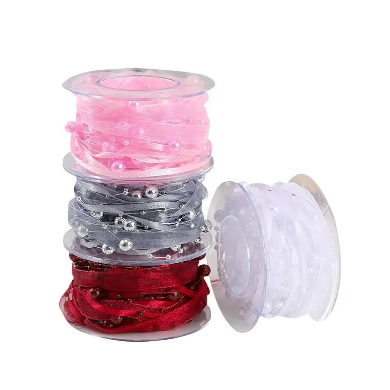 1 Pcs 4.5m Bead Yarn Florist Materials Gift Wrapping Pearl Ribbon Beaded Pearls Clothing Sewing Flower Wrapping Ribbon