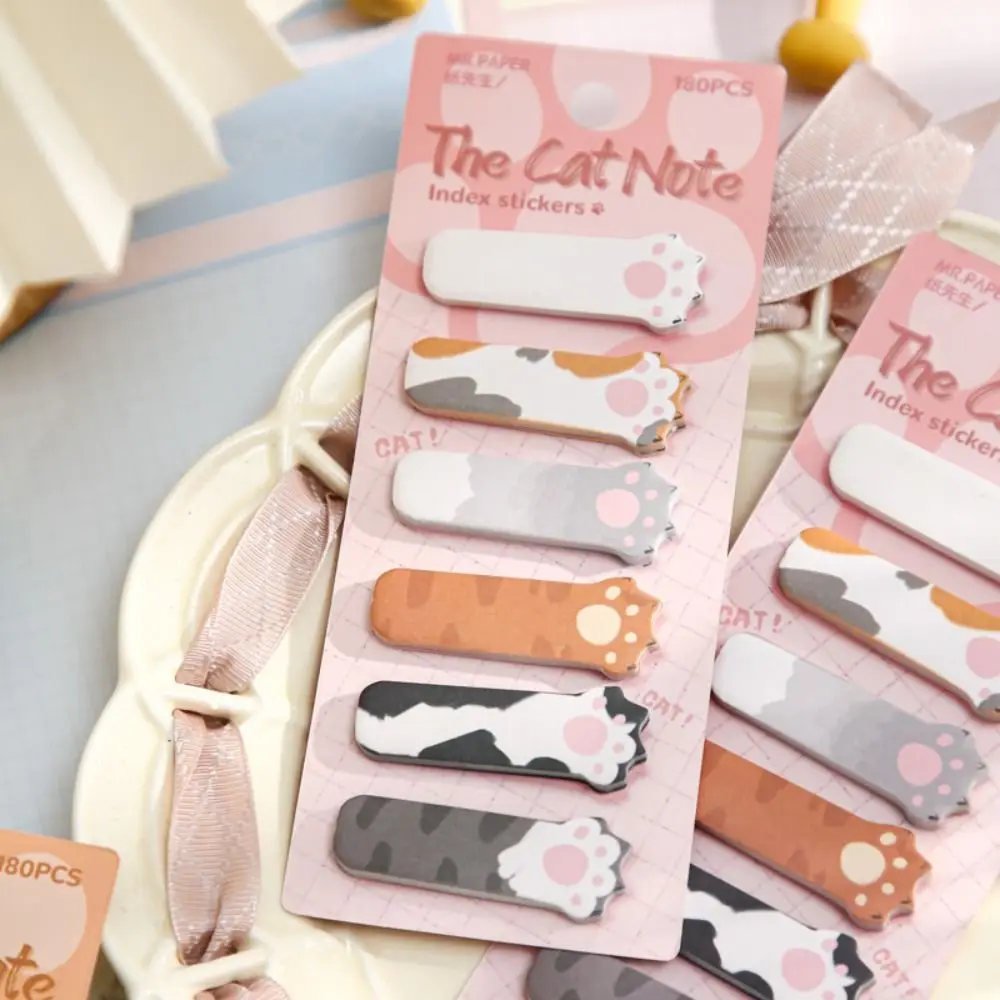 Bookmarks Memo Pad Cat Index Sticker Meow Creative Kitty Index Dividers Posted Cartoon Cat Paw Sticky Note Office