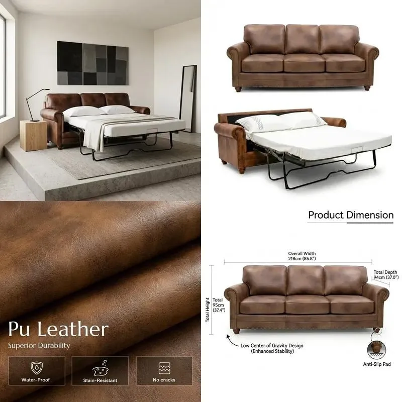 Multifunctional dual-purpose functional wooden frame Italian modern simple combined 3 + 2 + 1 seat sofa bed