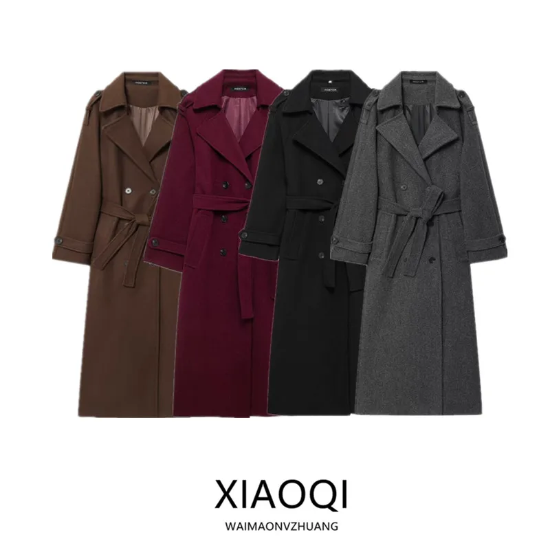 

Классическое длинное шерстяное пальто Briti Sle, двубортная ветровка, женская модная осенняя новинка, одежда для поездок на работу