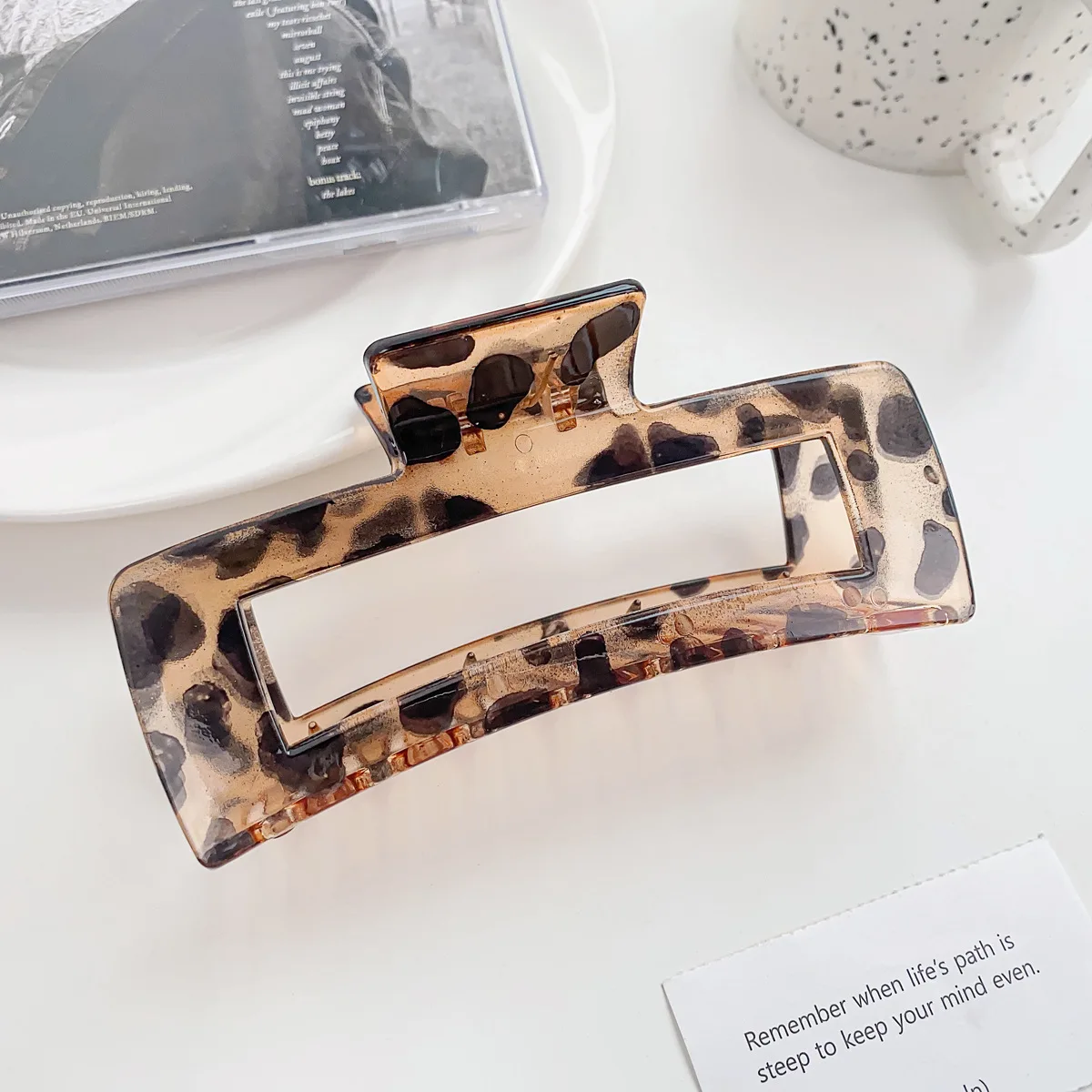 Square Leopard Print Resin Grab Clip Large Acetate Hair Clip Hair Pins For Women Girl Hair Style Hair Accessories