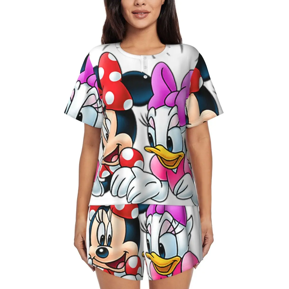 

Custom Cartoon Animation Minnie Mickey Mouse Pajamas Set Women's 2 Piece Short Sleeve Sleepwear Loungewear PJS Shorts Sets