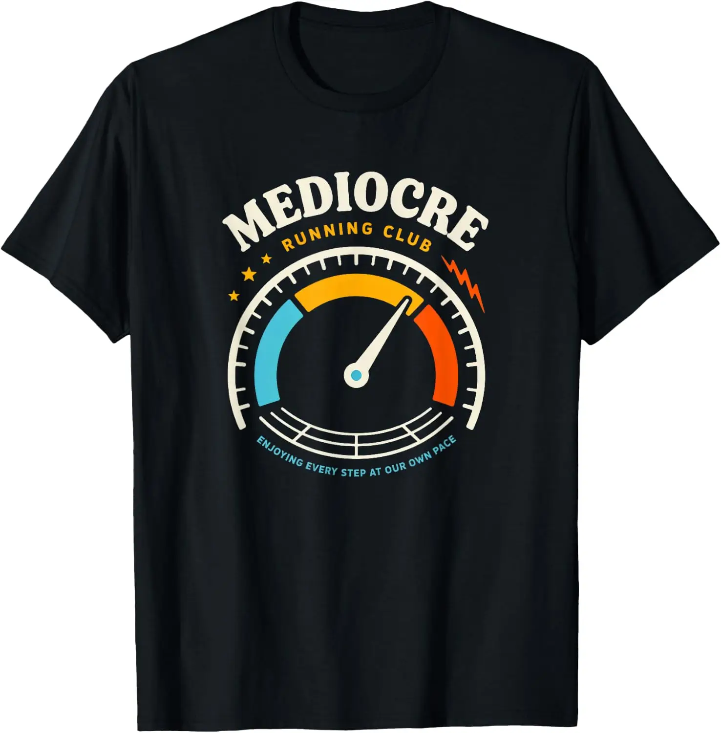 Mediocre Running Club Joke Funny Retro Runner T-Shirt Men Vintage Graphic T‑Shirt, Casual Crew Neck Short Sleeve Retro Art Print Tee, Classic Distressed Style Printed Top