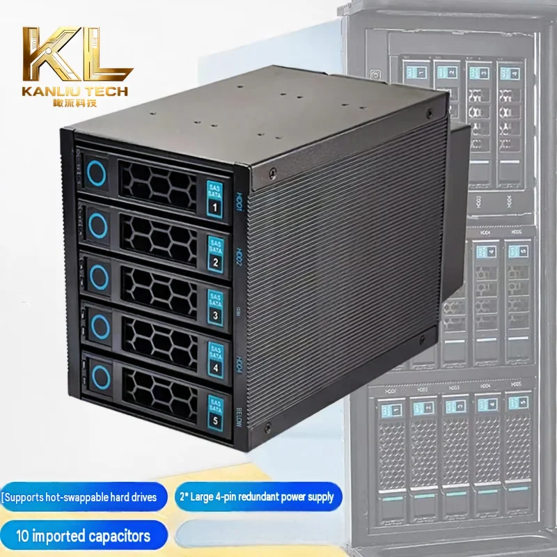 HY 5 Bay Hot Swap HDD Cage, 3 Optical Drive Bays to 5 Hard Disk Module with Backplane Storage Expansion