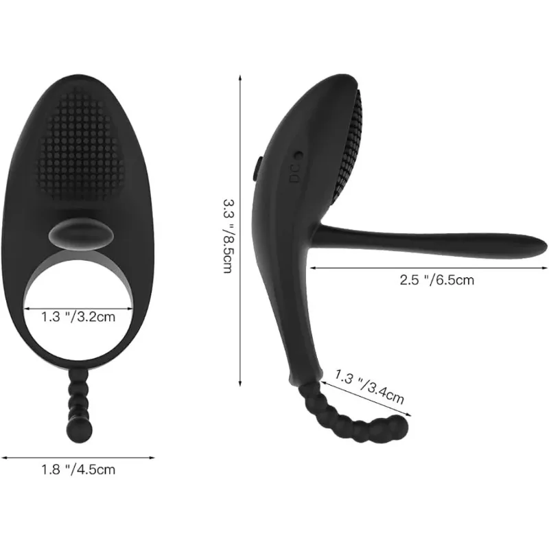 Vibrating Cock Ring with Tongue Stimulator Raised Nodules Anal Beads for Couple Play Utimi Penis Ring Wearable Vibrator 7 Modes 6