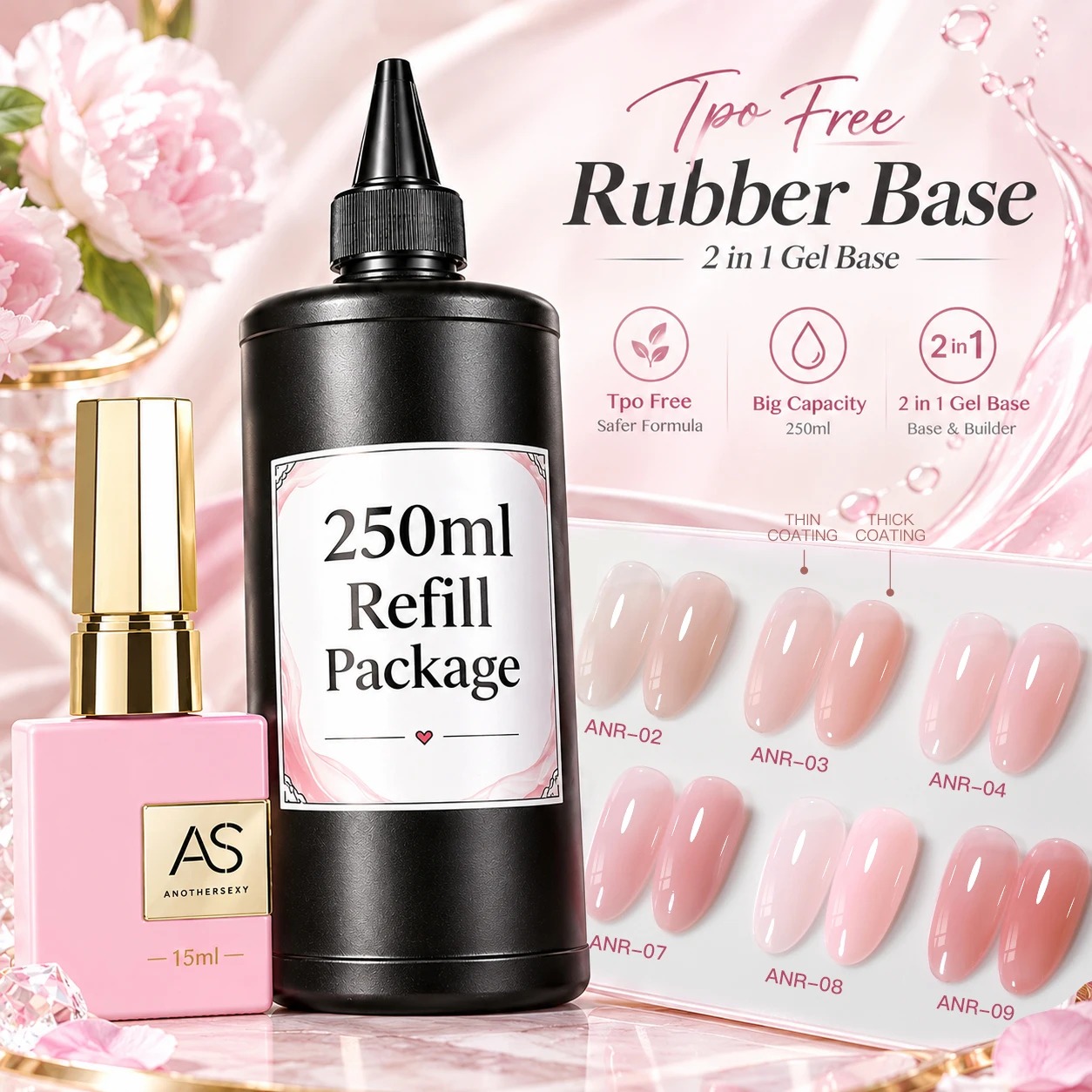 250g Rubber Base Gel Polish Refilled Package Jelly Milky White Nude Semi-Permanent Soak Off Self Leveling Construction Gel