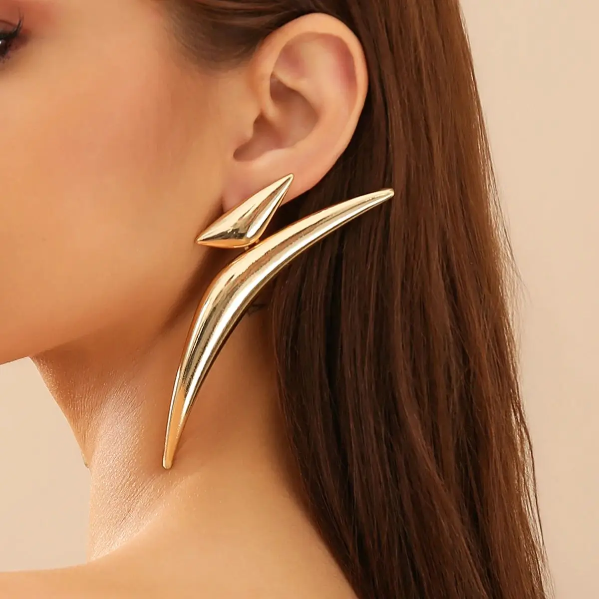 PuRui Exaggerated Long Geometric Arc Big Earrings for Women Unique Irregular Drop Earrings Party Girls Y2K Jewelry Accessories