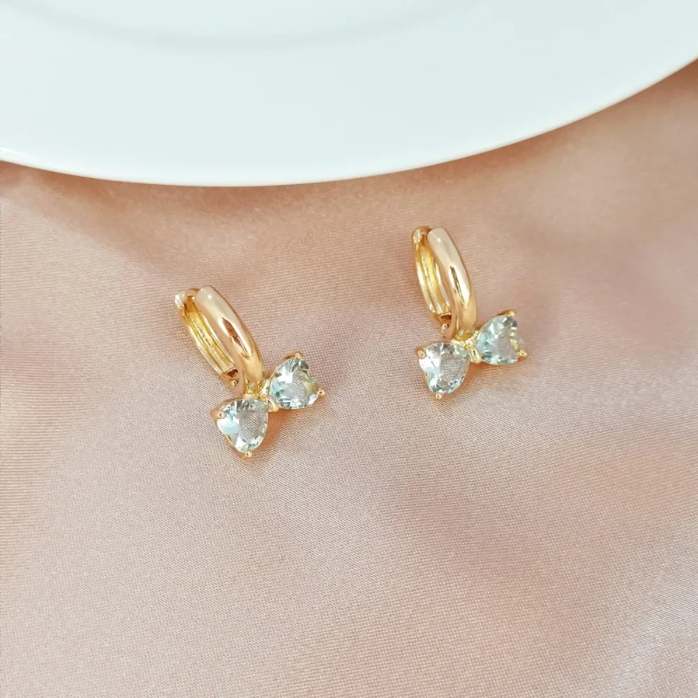 

14K Gold-plated, Zircon Bow, Earring, Earrings, Handcrafted DIY Accessories