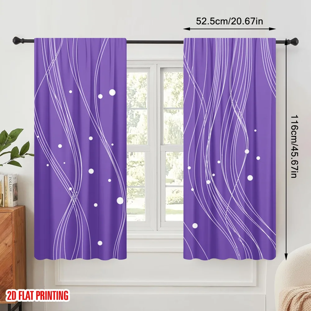 2pcs,2D plane printing Light Filtering Curtains Flowing Lines and Dots Versatile 100% Polyester (without rod) Home Decor for