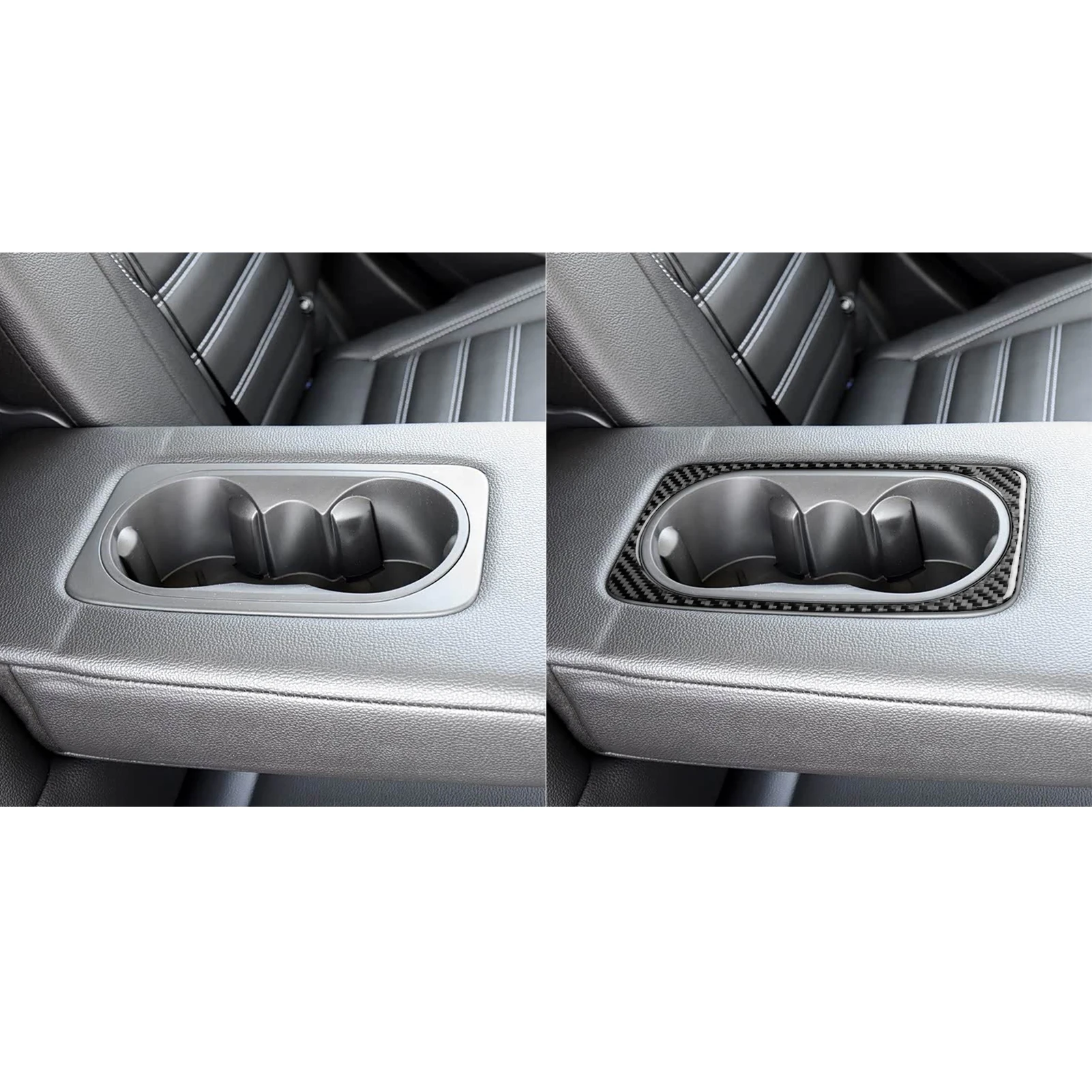 For Ford Kuga C520 2017 2018 2019 2020 Carbon Fiber Rear Center Armrest Cup Holder Panel Frame Car Interior Accessories Sticker 6