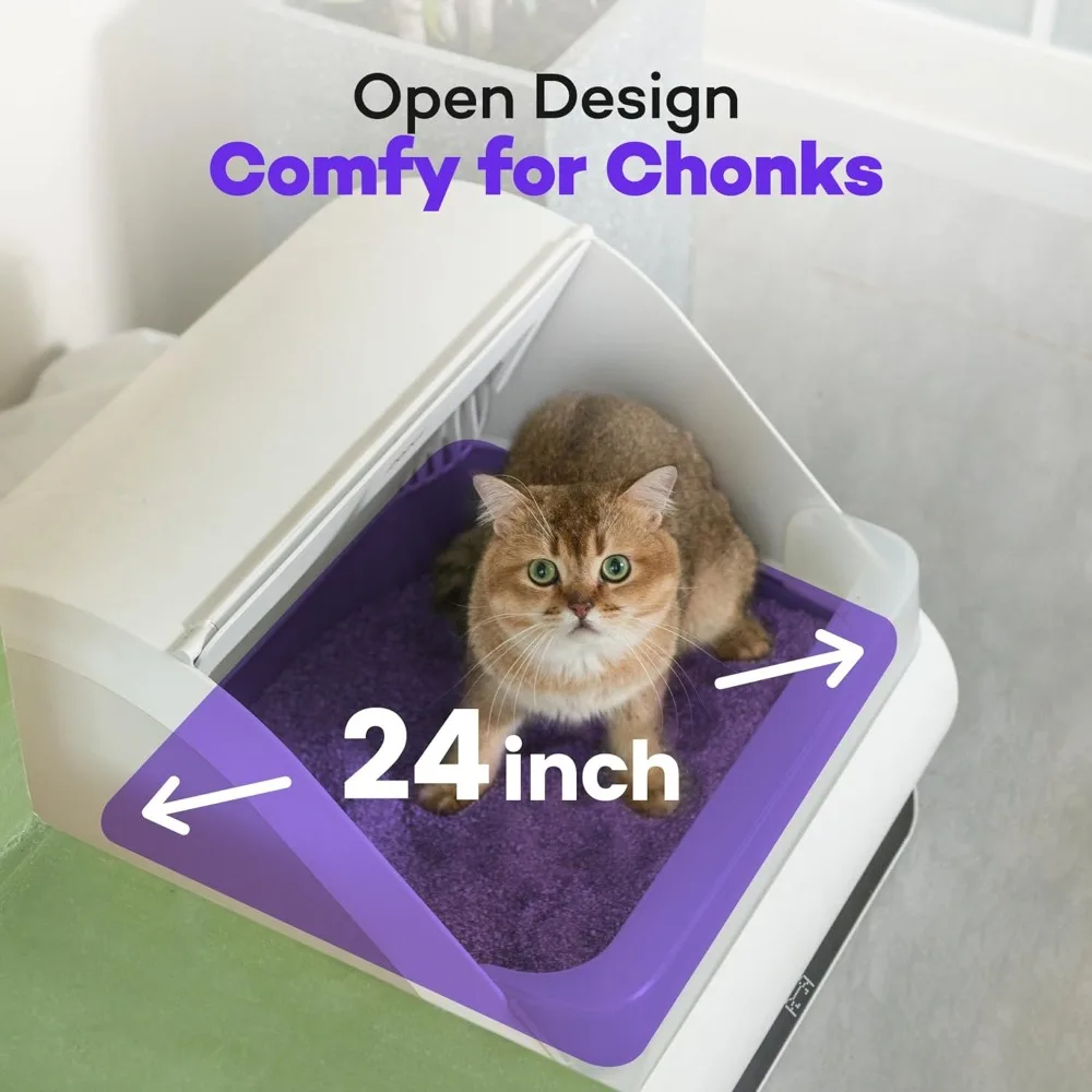 

(Upgraded) X5 Self Cleaning Cat Litter Box - Unique Open Top Split System-Automatic Litter Scooping Robot,Odor-Seal,24 Inch Tray
