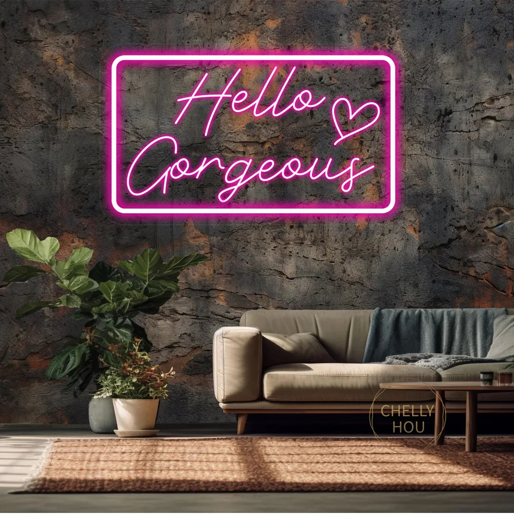

Неоновая вывеска «Hello Gorgeous»: светодиодная неоновая вывеска для подарков на день рождения, свадеб, вечеринок, декора стен дома, комнаты, студии, салона красоты