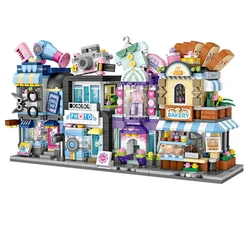 LOZ Street View series hair salon Photo Studio Courtyard building house model assembly children's building blocks toys