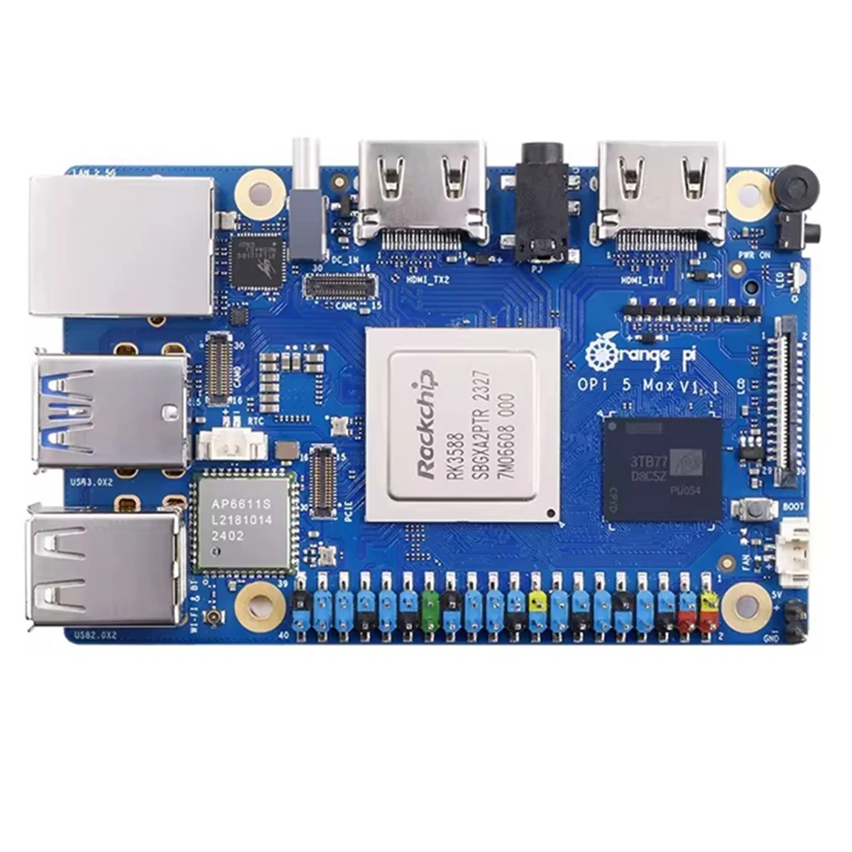 A56XQ For Orange Pi 5 Max 16GB RAM LPDDR5 Development Board RK3588 2.5G LAN Wi-Fi 6E + BT 5.3 BLE 8K Decoding Single Board