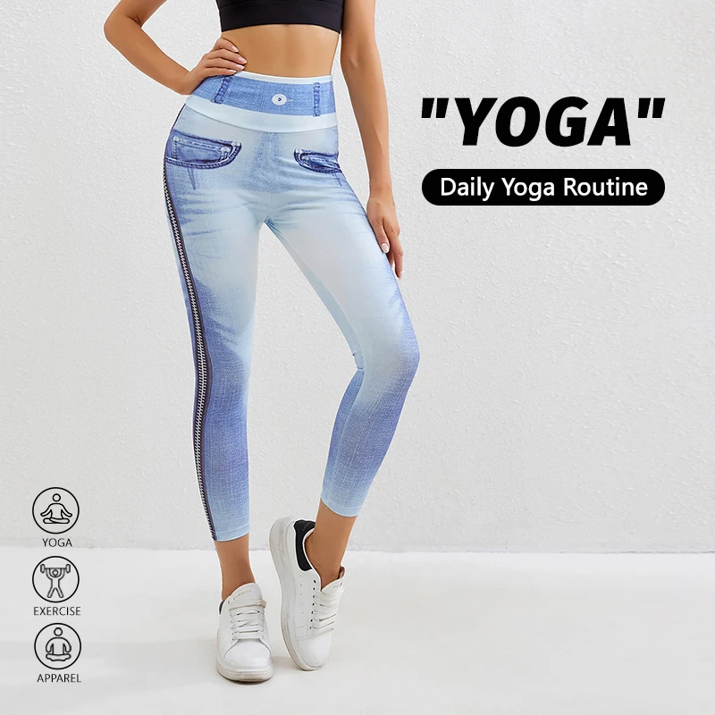 Non-Denim Printed High Elasticity Leggings Women's High Waist Hip Lift Leggings Gym Trainning Cycling Pants Fashion Casual Pants