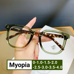 Unisex Clear Lens Myopia Glasses Unisex Trend Fashionable Munis Diopter Eyeglasses Women Men Square Near Sight Glasses0 -1.0-4.0