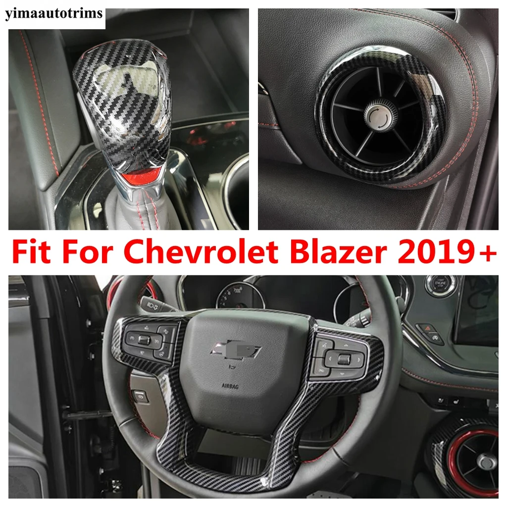 

Steering Wheel Gear Shift Knob Head Handle Air AC Vent Outlet Cover Trim Carbon Fiber Accessories For Chevrolet Blazer 2019-2022