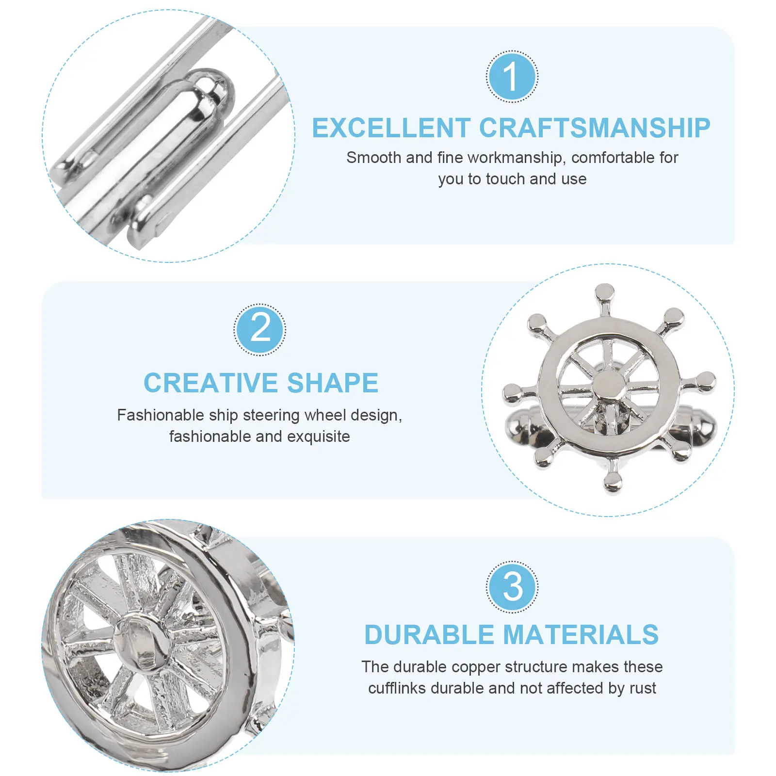 1Pair Ship Steering Wheel Cufflinks for Men High Quality Copper Fashion Stylish Decorative Shirt Fasteners Clothing Accessories