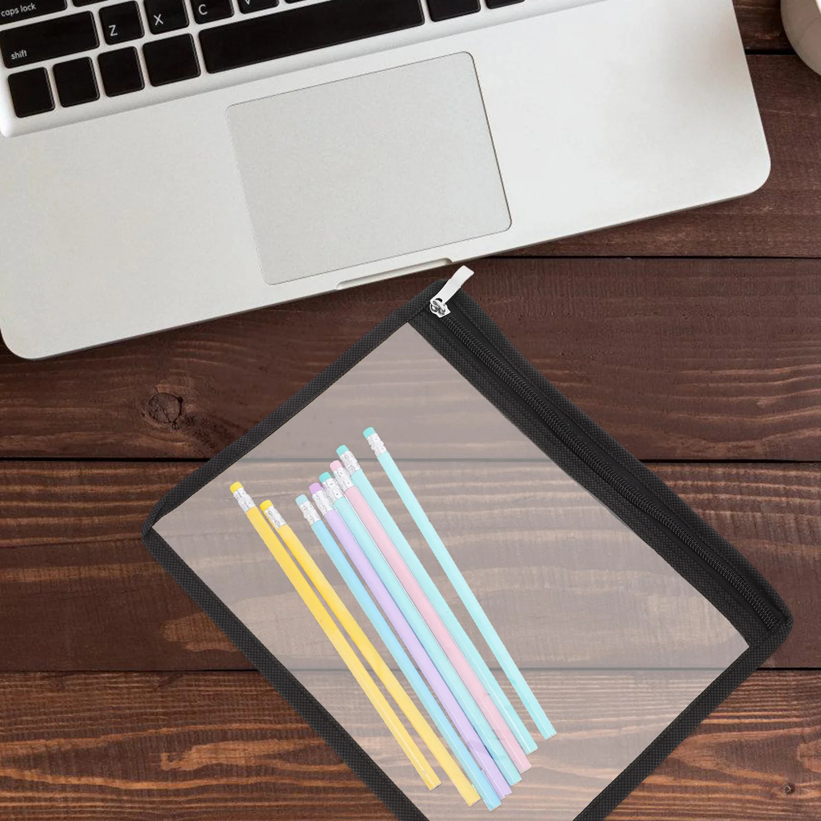 

6Pcs PVC Clear Zipper Pouches Black Pencil Bags Multipurpose Organizer Document Travel Storage Wallet