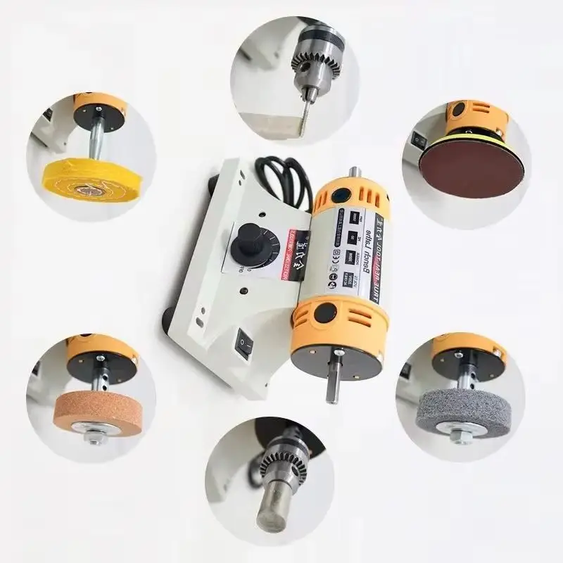 220V Electric Polishing Machine DIY for Woodworking Jade Jewelry Dental Bench Lathe with Grinding Wheel Tool Kit