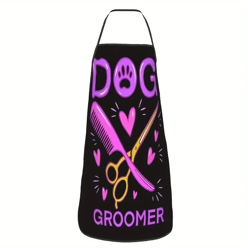 Unisex Dog Grooming Apron with Paw Print and Bone Pattern – Thickened Pet Grooming Apron, Suitable for Bathing, Trimming, and Br