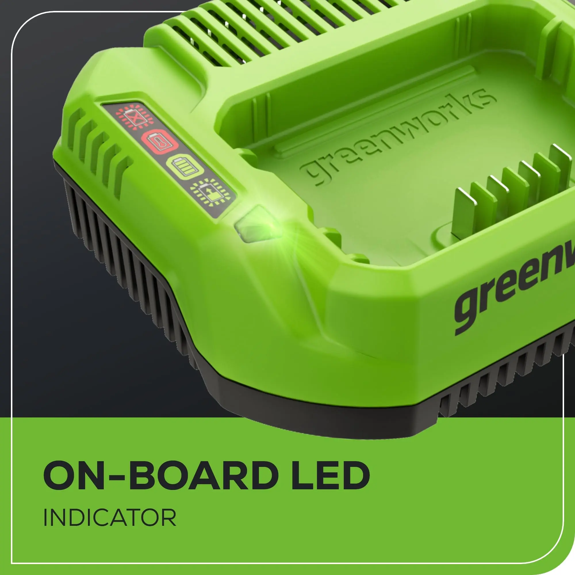 Greenworks 60V 2A Lithium Battery Charger EU Plug LED Indicator Air Cooling Vent Fast Battery Charger Tool Only