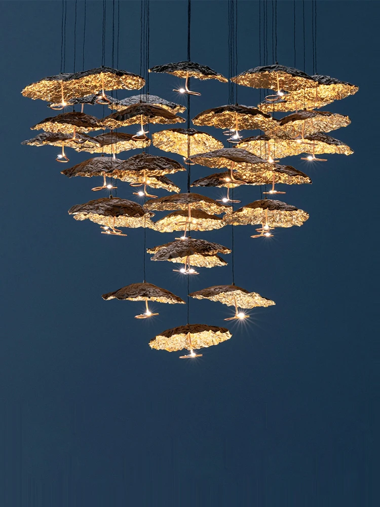Elevate Your Living Room With Our Luxury Copper Umbrella 2026 Chandelier High-end Pendant Light Black Gold Dimming Function