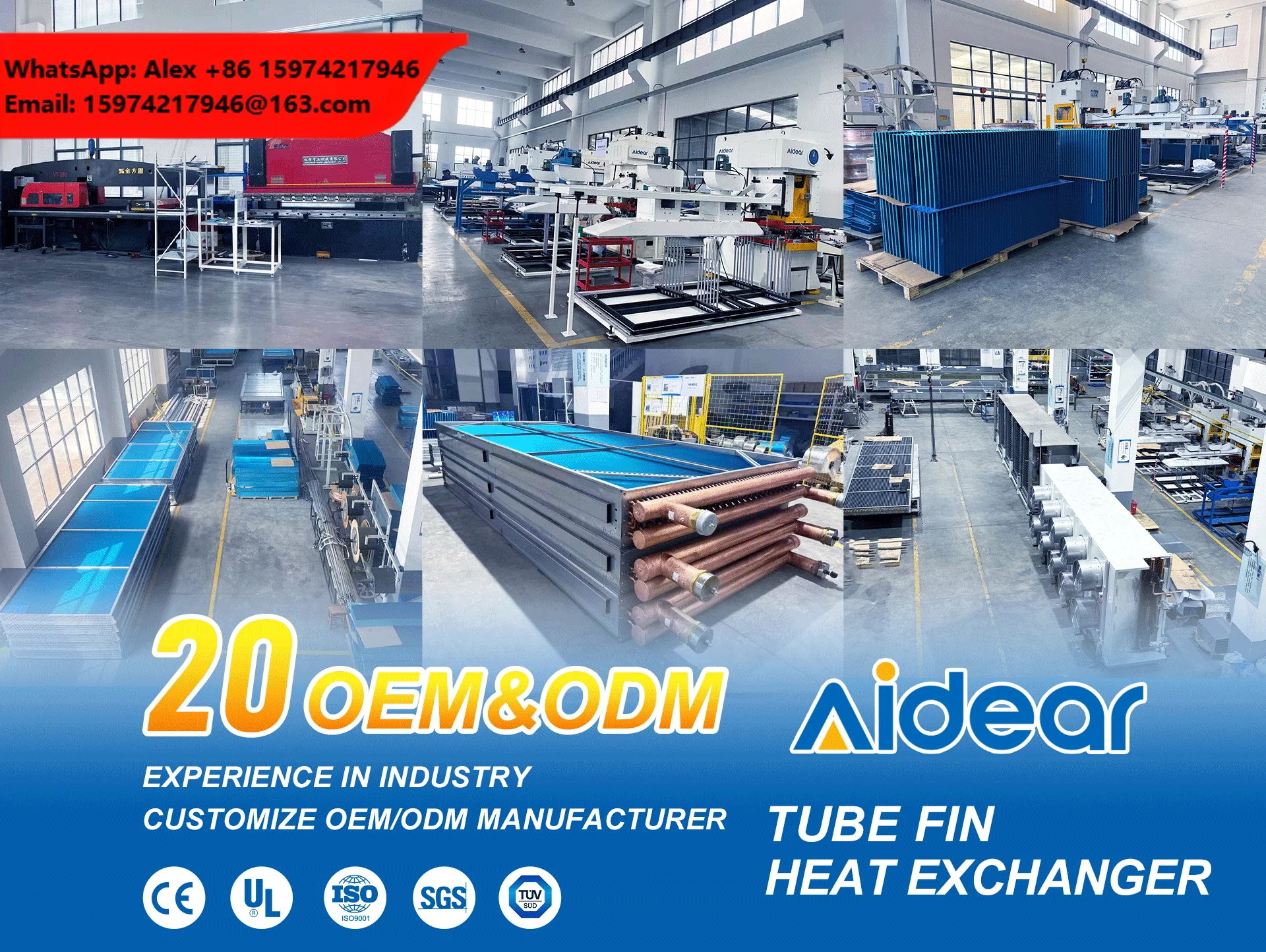 Aidear Copper Tube Heat Exchanger With AL Fins Refrigeration Heat Exchange Parts Customized Steam Heater Coil For Dryer