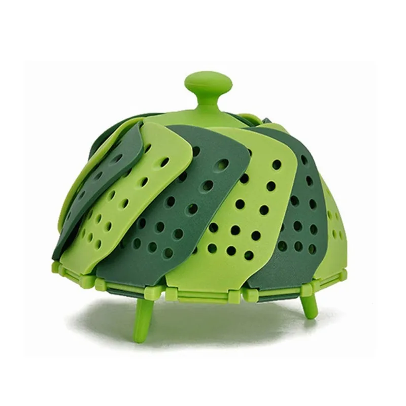 Customizable Logo Home Kitchen Portable Plastic Steamer Multifunctional Folding Silicone Vegetable Steamer Basket