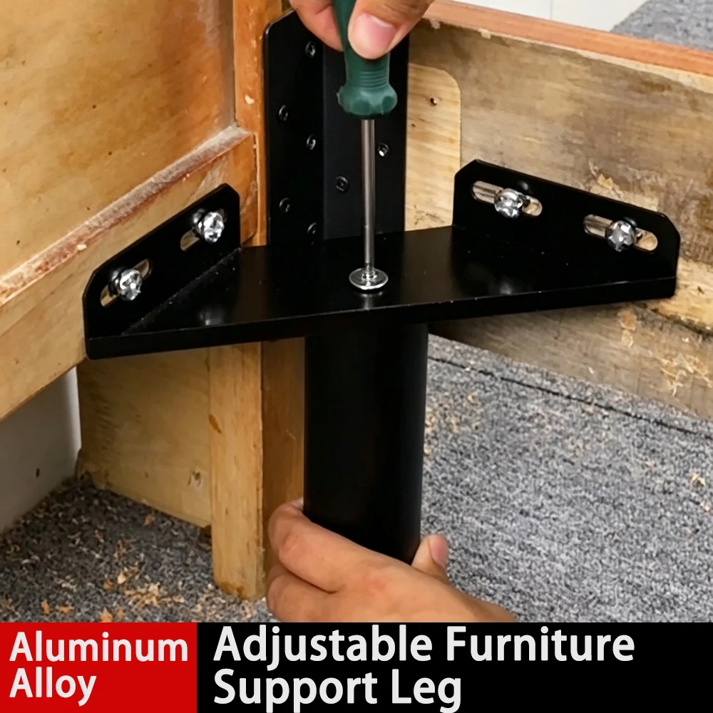 Adjustable Furniture Support Legs Aluminum Alloy 10-50cm Height 60mm Dia Sofa Replacement Foot Cabinet Bed Table Support Leg