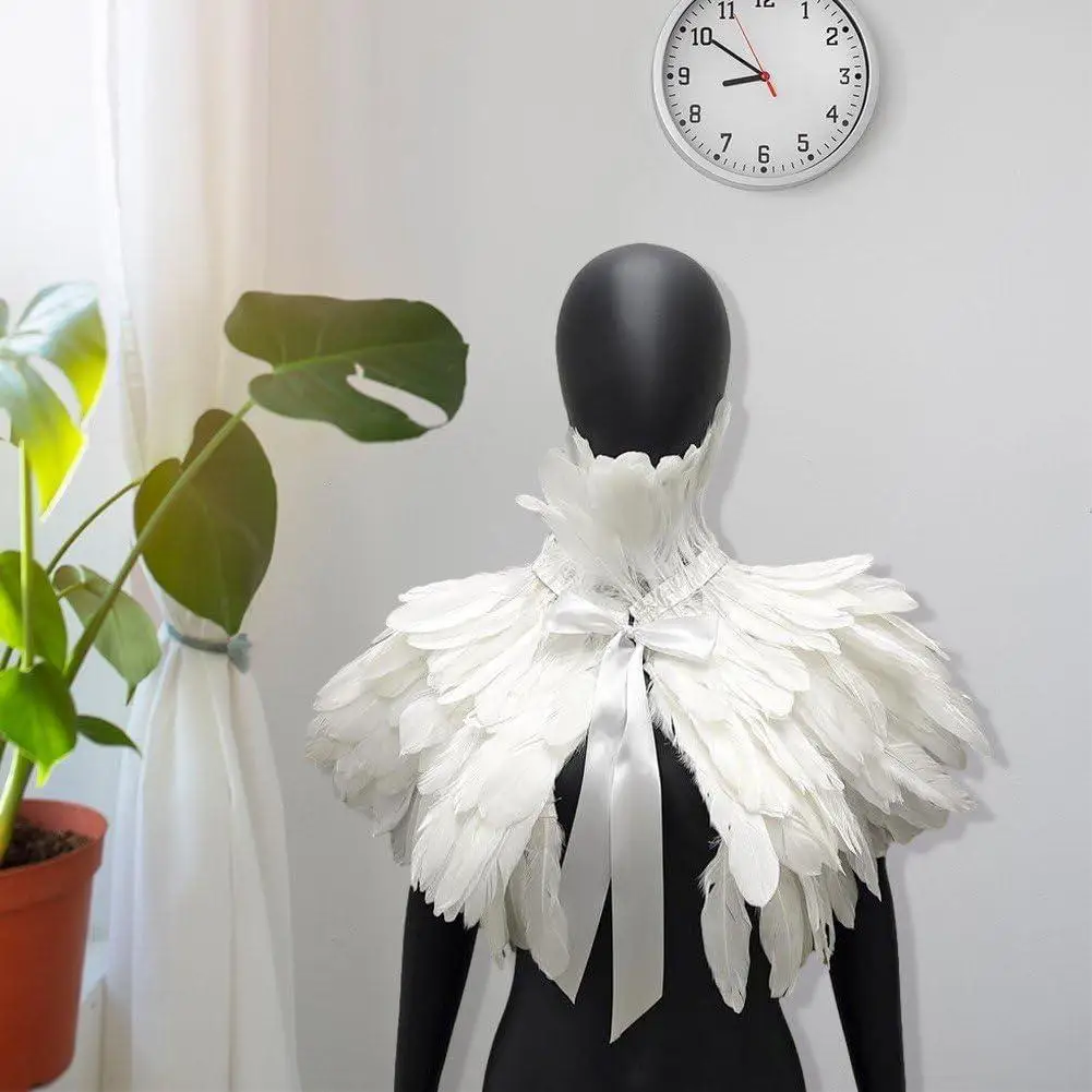 

Готический Sle Шило с перьями, искусственный воротник для сценического бала, костюм на Хэллоуин, материал полиэстера, женский традиционный кл...