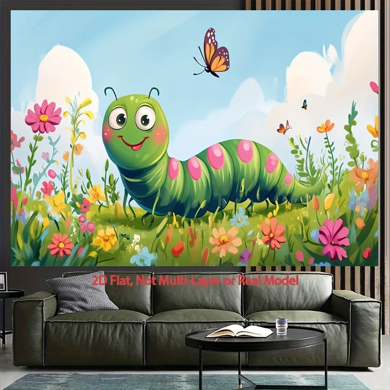 Grassland Insect Cartoon Painting Digital printing polyester wall tapestry suitable for use in living rooms bedrooms bars party